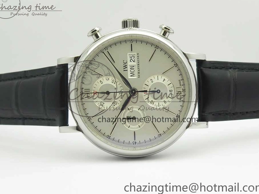 MIROTIME 0123 Portofino IW391001 SS ZK 1:1 Best Edition White Dial Silver Markers on Black Leather Strap A RelaxedFit 7139